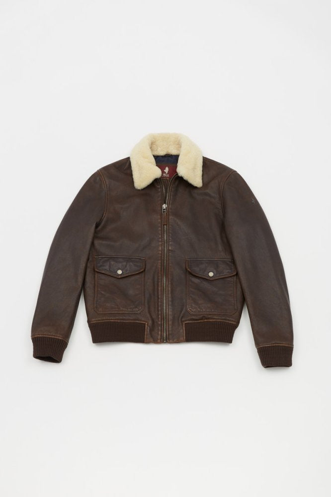 MCS Leren bomberjack met sherpakraag