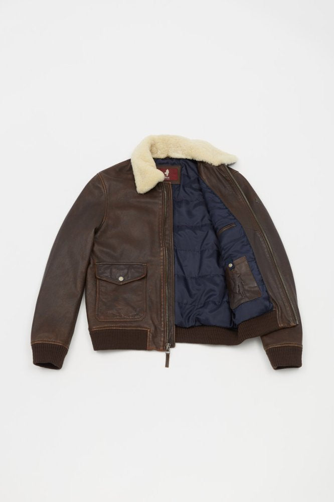 MCS Leren bomberjack met sherpakraag