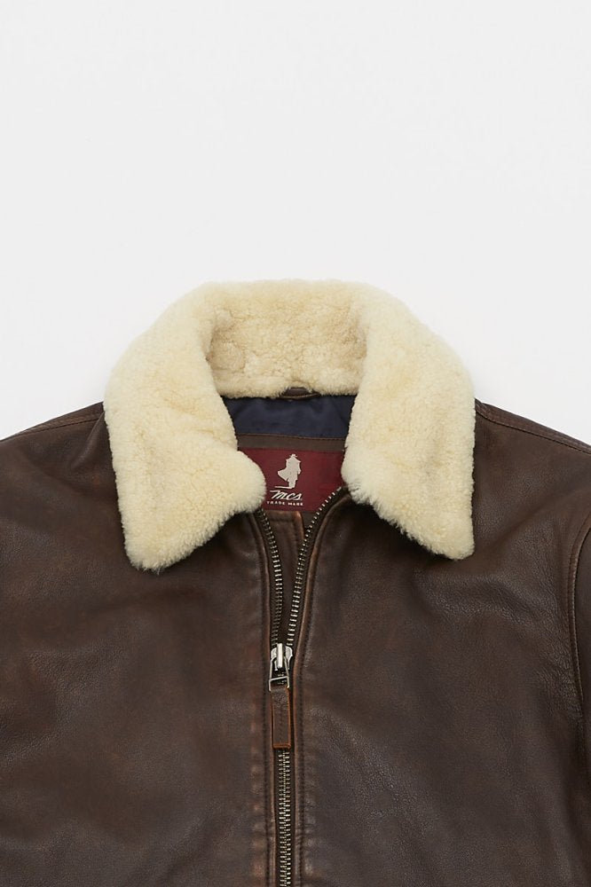 MCS Leren bomberjack met sherpakraag