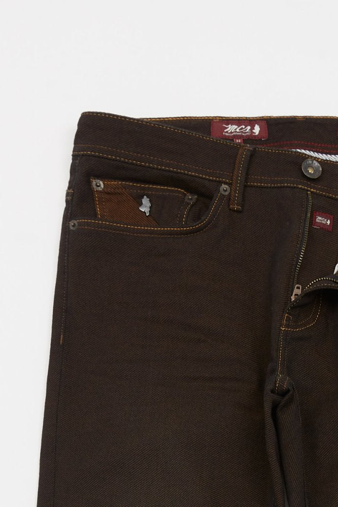 MCS Geverfde geweven regular taps toelopende stretchjeans