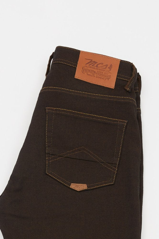 MCS Geverfde geweven regular taps toelopende stretchjeans