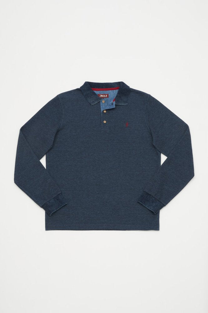 MCS Poloshirt met lange mouwen en contrasterende kraag