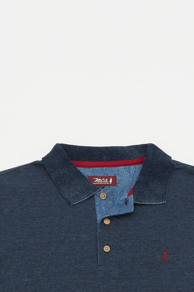 MCS Poloshirt met lange mouwen en contrasterende kraag