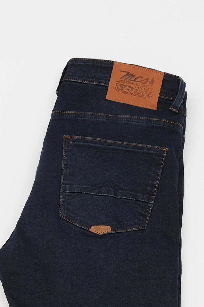 MCS Slim-fit stretchjeans met leren details