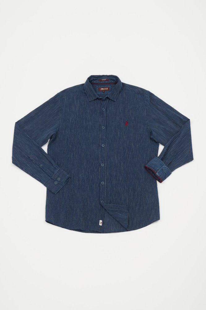 MCS Fijn gestreept denim overhemd