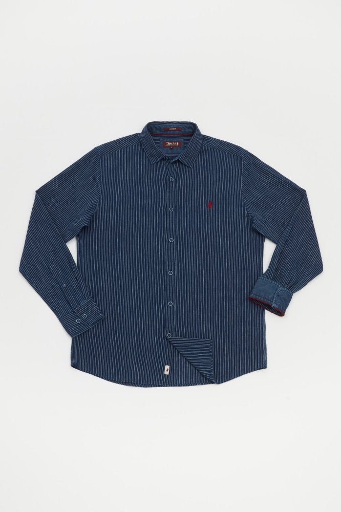 MCS Fijn gestreept denim overhemd