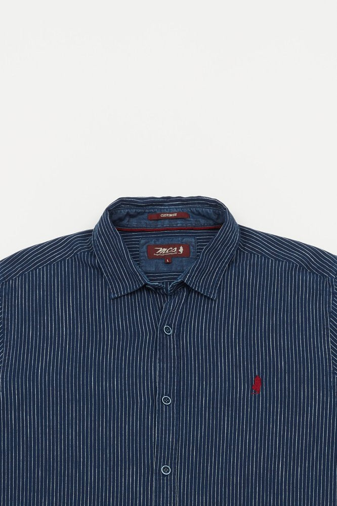 MCS Fijn gestreept denim overhemd
