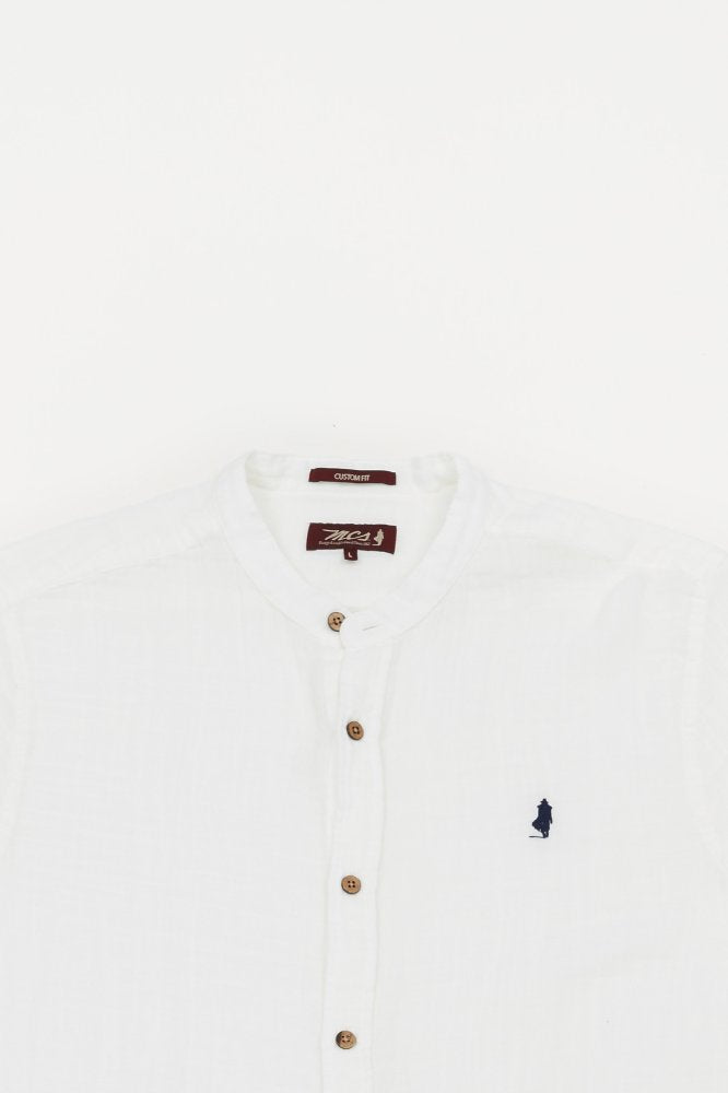 MCS Katoenen gaas mandarijn kraag shirt