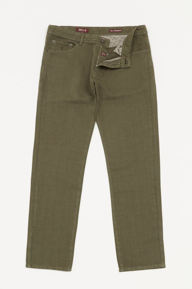 MCS 5-pocket fijne canvas visgraatbroek