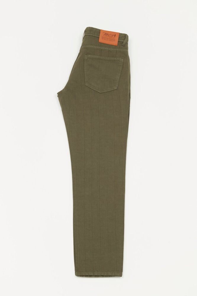 MCS 5-pocket fijne canvas visgraatbroek