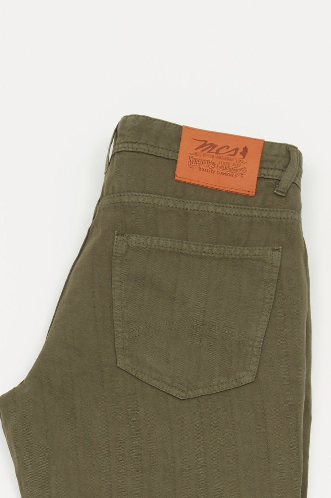 MCS 5-pocket fijne canvas visgraatbroek