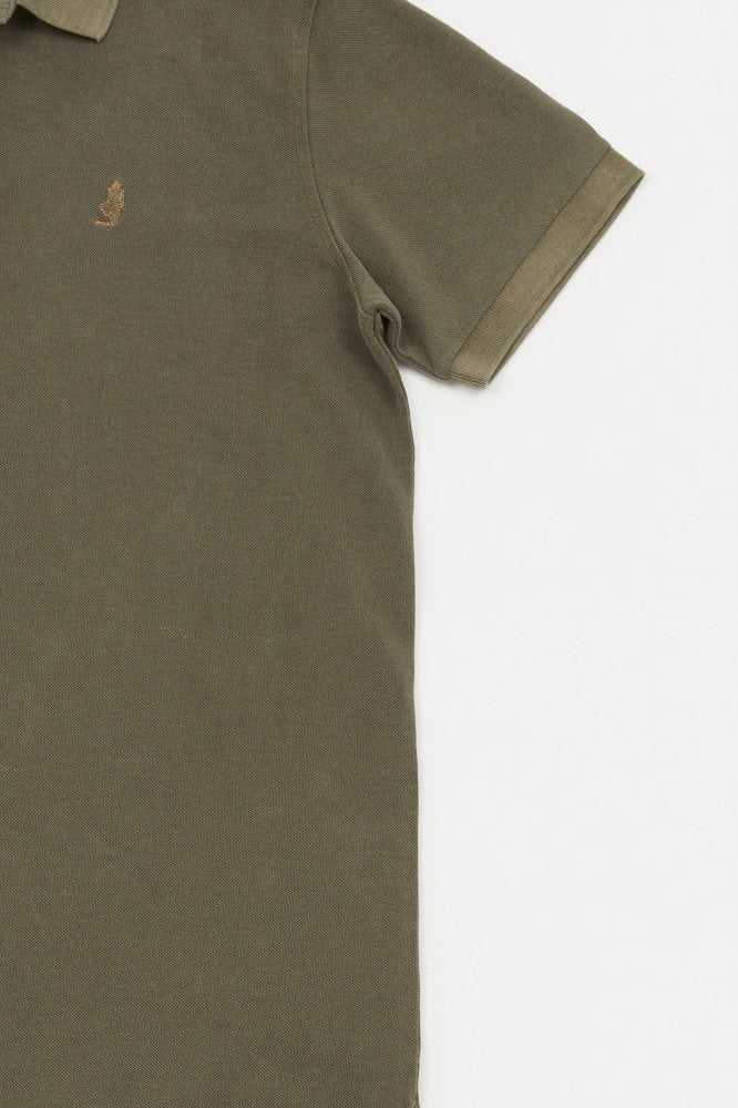 MCS Gewassen piqué poloshirt met rugpatch