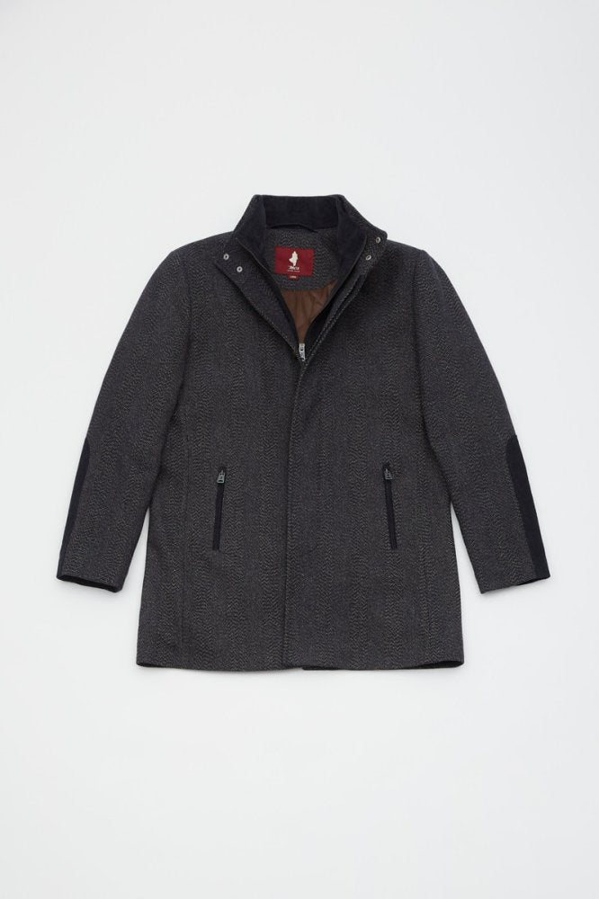 MCS 3/4 wollen jas met chevronpatroon