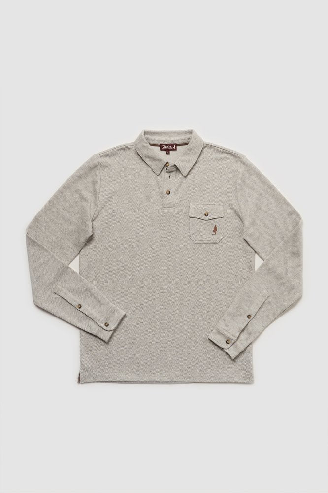 MCS Poloshirt met lange mouwen en chevronpatroon