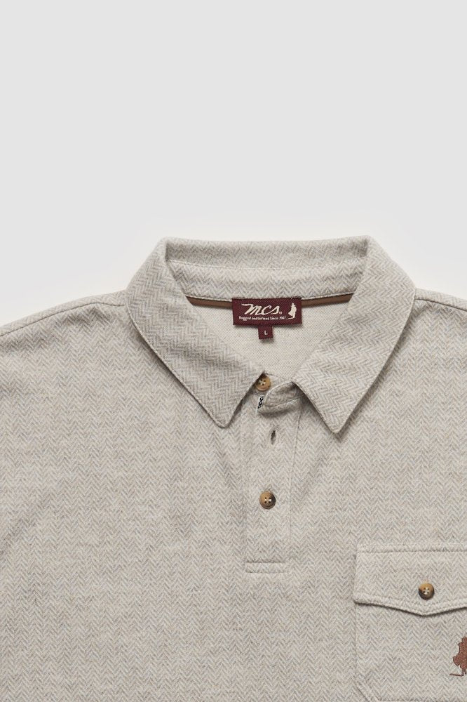 MCS Poloshirt met lange mouwen en chevronpatroon