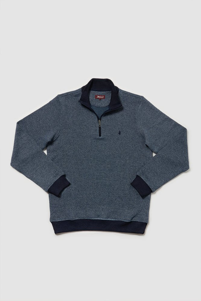 MCS Tweekleurige sweatshirt met rits en hoge hals