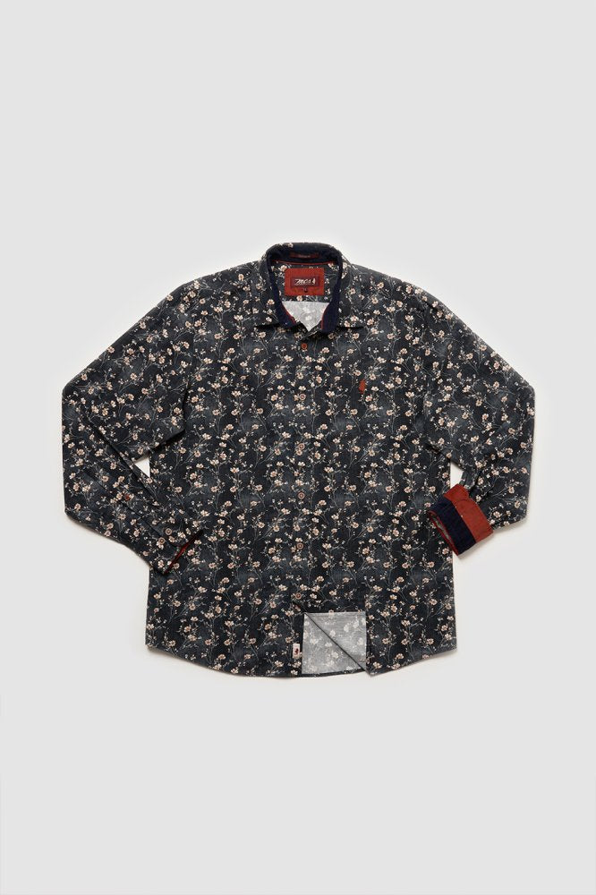 MCS Shirt met bloemenpatroon op een gradiëntachtergrond
