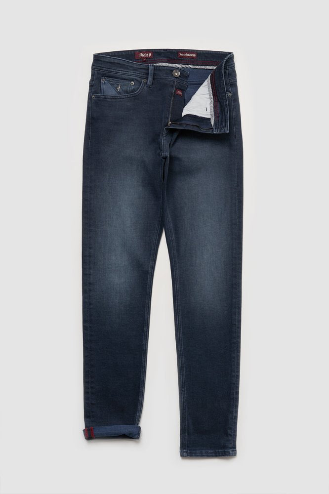 MCS Regular taps toelopende gekleurde stretchjeans
