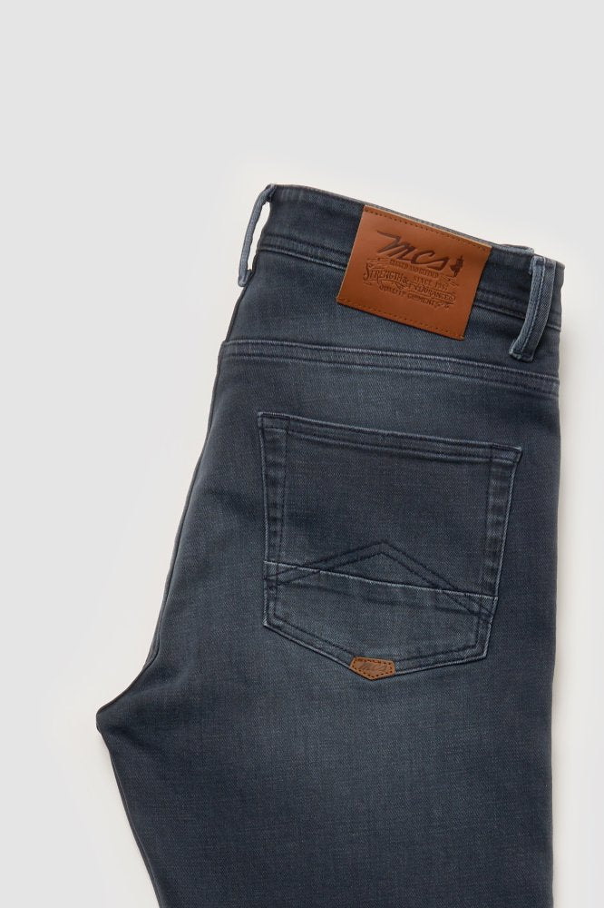 MCS Regular taps toelopende gekleurde stretchjeans