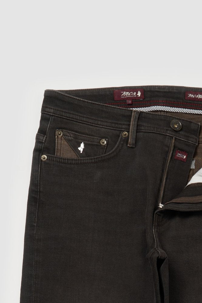 MCS Regular taps toelopende gekleurde stretchjeans