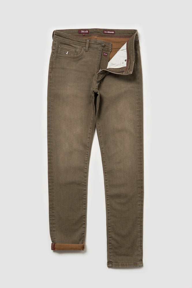MCS Regular taps toelopende tweekleurige jeans