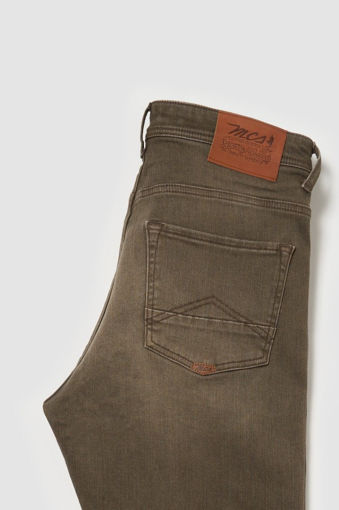 MCS Regular taps toelopende tweekleurige jeans