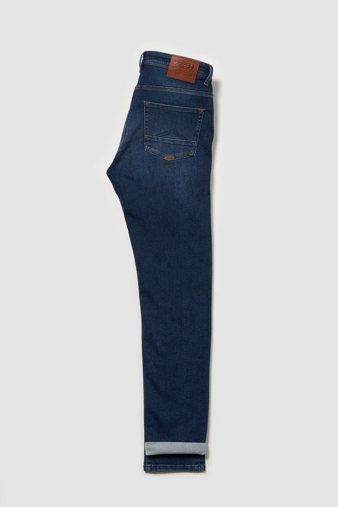 MCS Regular taps toelopende, vervaagde stretchjeans