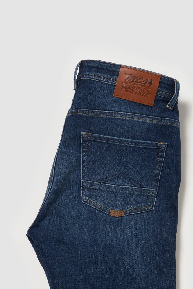 MCS Regular taps toelopende, vervaagde stretchjeans