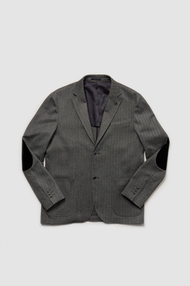 MCS Fluwelen elleboogpatchblazer met chevronpatroon