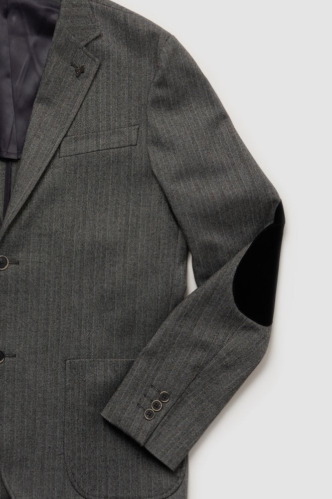 MCS Fluwelen elleboogpatchblazer met chevronpatroon