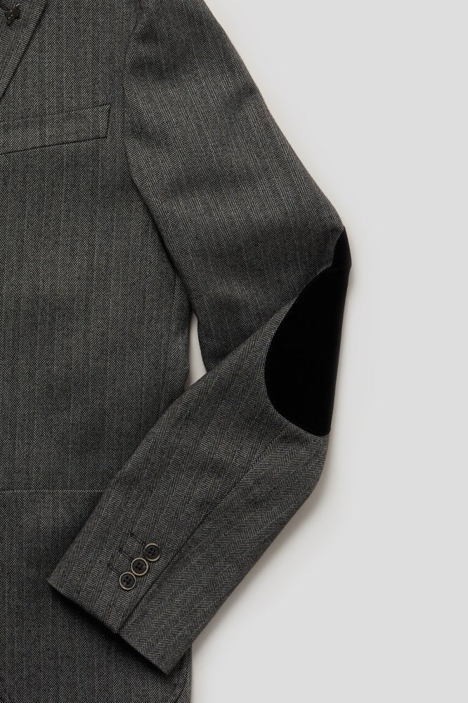 MCS Fluwelen elleboogpatchblazer met chevronpatroon