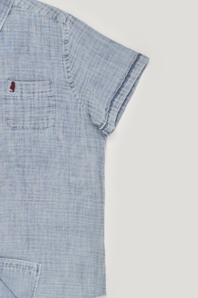 MCS Kort mouwloos chiffon denim overhemd