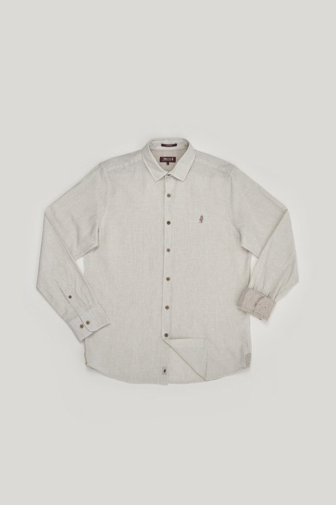 MCS Gestreept katoen-linnen overhemd