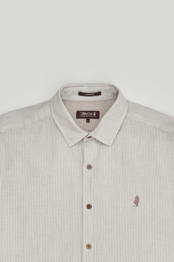 MCS Gestreept katoen-linnen overhemd