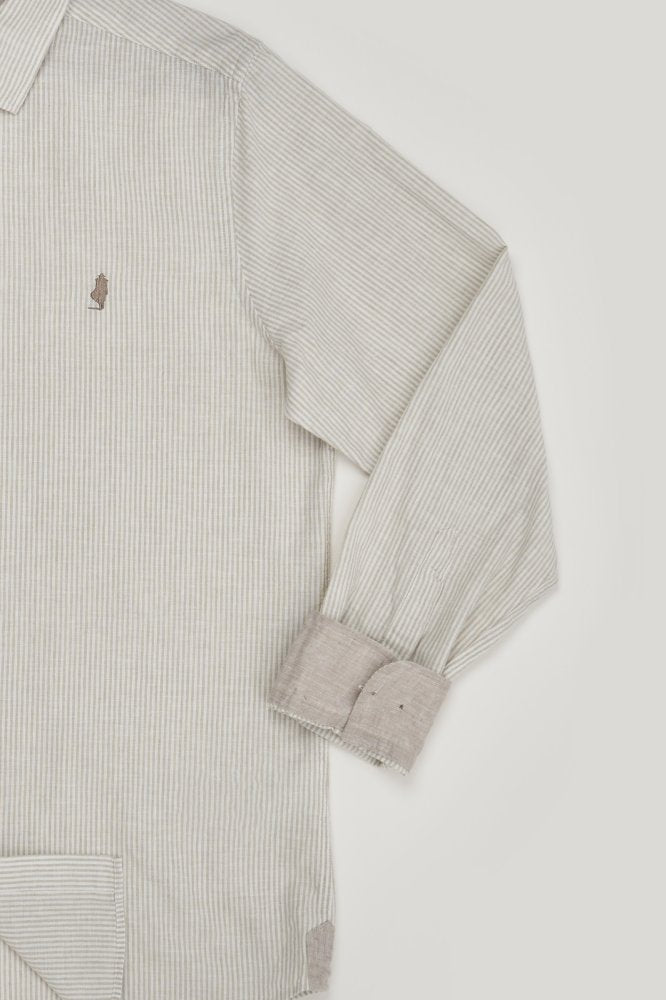 MCS Gestreept katoen-linnen overhemd