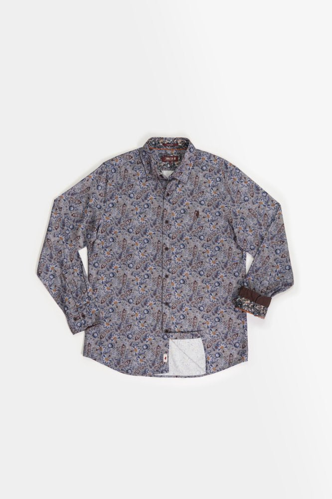 MCS Zacht bedrukt shirt met een bladmotief.