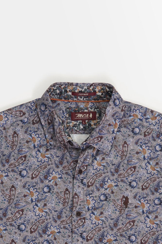 MCS Zacht bedrukt shirt met een bladmotief.