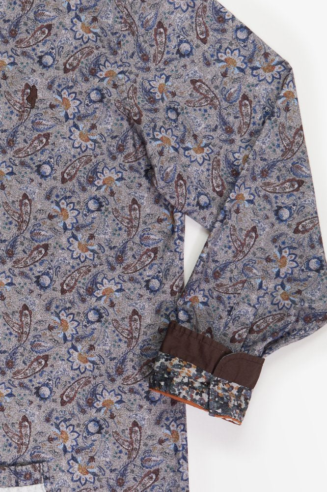 MCS Zacht bedrukt shirt met een bladmotief.
