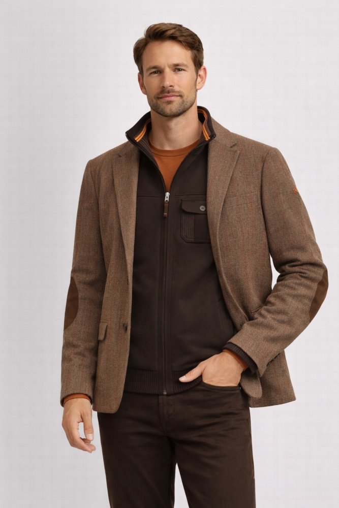 mcs Italiaanse blazer met visgraatpatroon