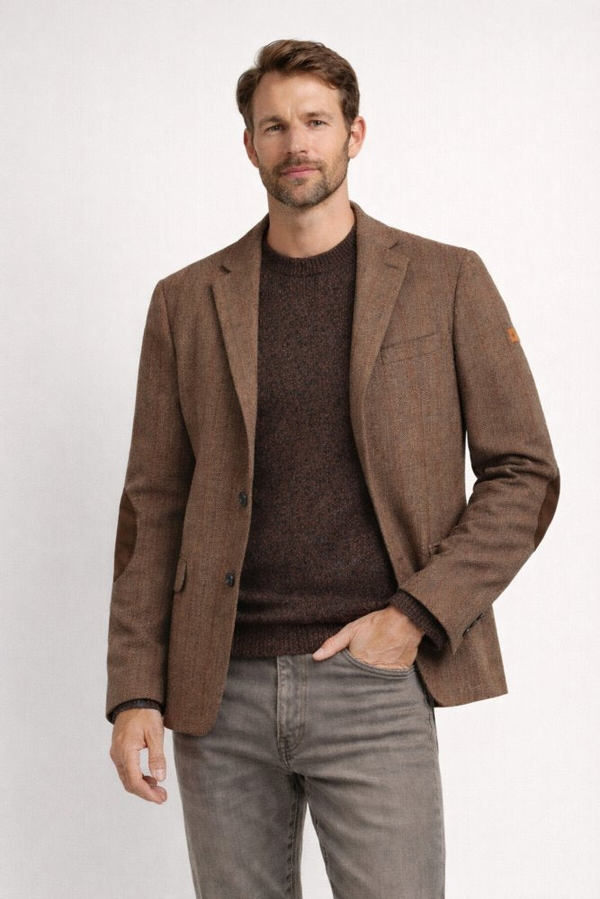 mcs Italiaanse blazer met visgraatpatroon
