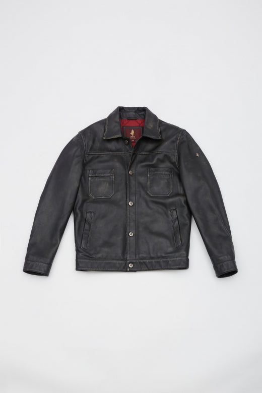 MCS Leren jack met gebruikte look