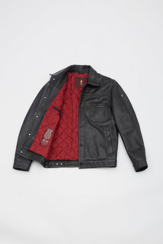 MCS Leren jack met gebruikte look