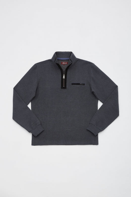 MCS Dik sweatshirt met lange mouwen en kraag met ritssluiting
