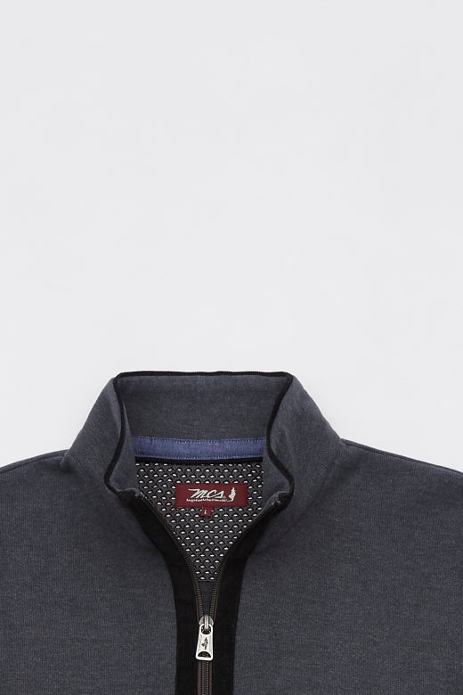 MCS Dik sweatshirt met lange mouwen en kraag met ritssluiting