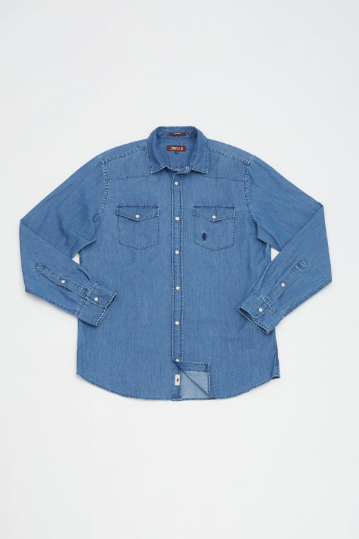 MCS Western shirt met denim klepzakken