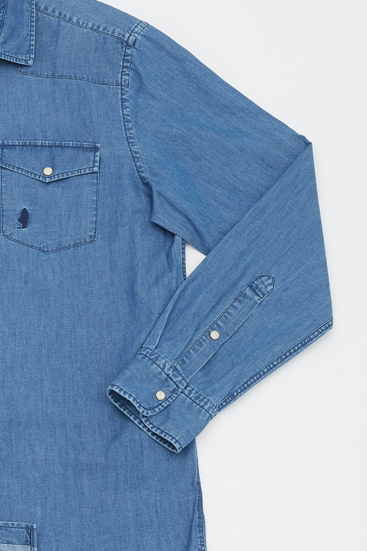 MCS Western shirt met denim klepzakken