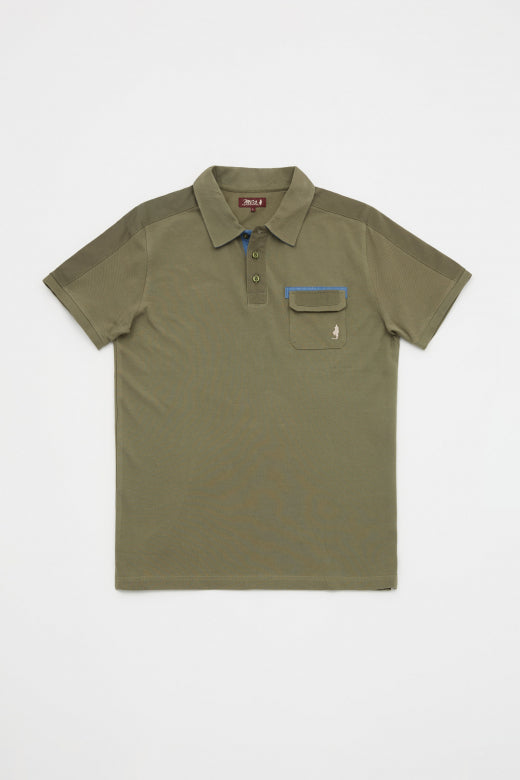 MCS Poloshirt met gabardinecontrast en zak