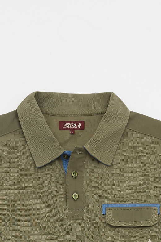 MCS Poloshirt met gabardinecontrast en zak