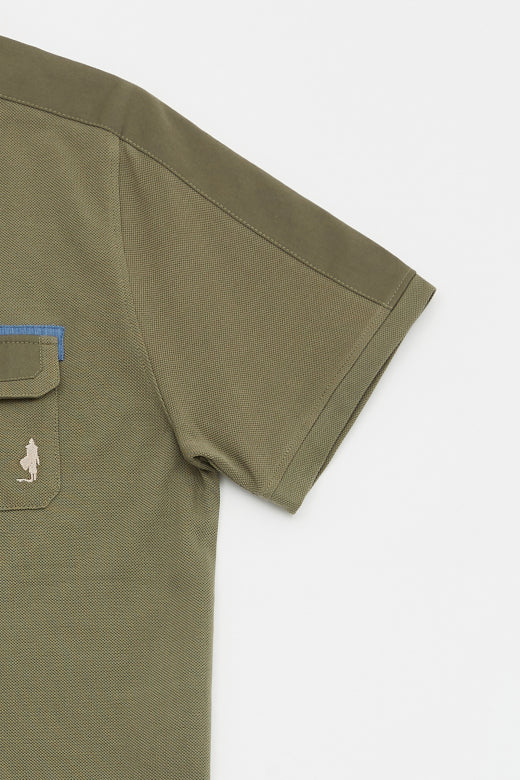 MCS Poloshirt met gabardinecontrast en zak