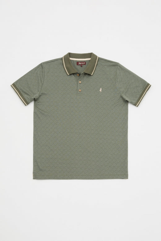 MCS Gestreept jacquardpoloshirt